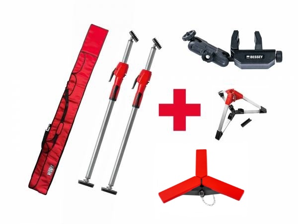 Bessey STE300-SET STE300 Plafondsteunen set incl. vloer- en plafondstatief en laserhouder in tas