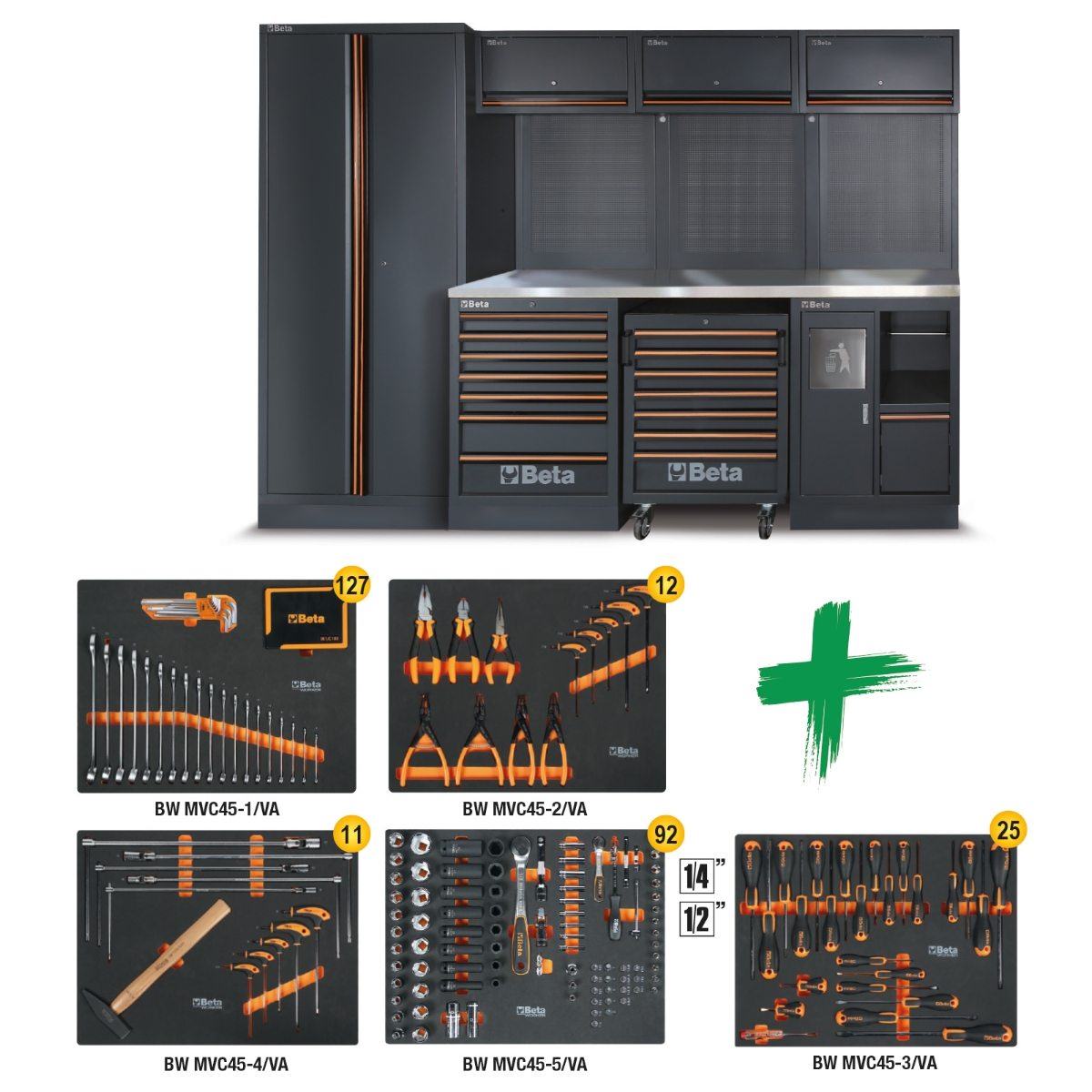 Beta 045009157 C45PRO 2.0 X Werkplaatsinrichting met assortiment gereedschappen Automotive Beta Worker 267-delig