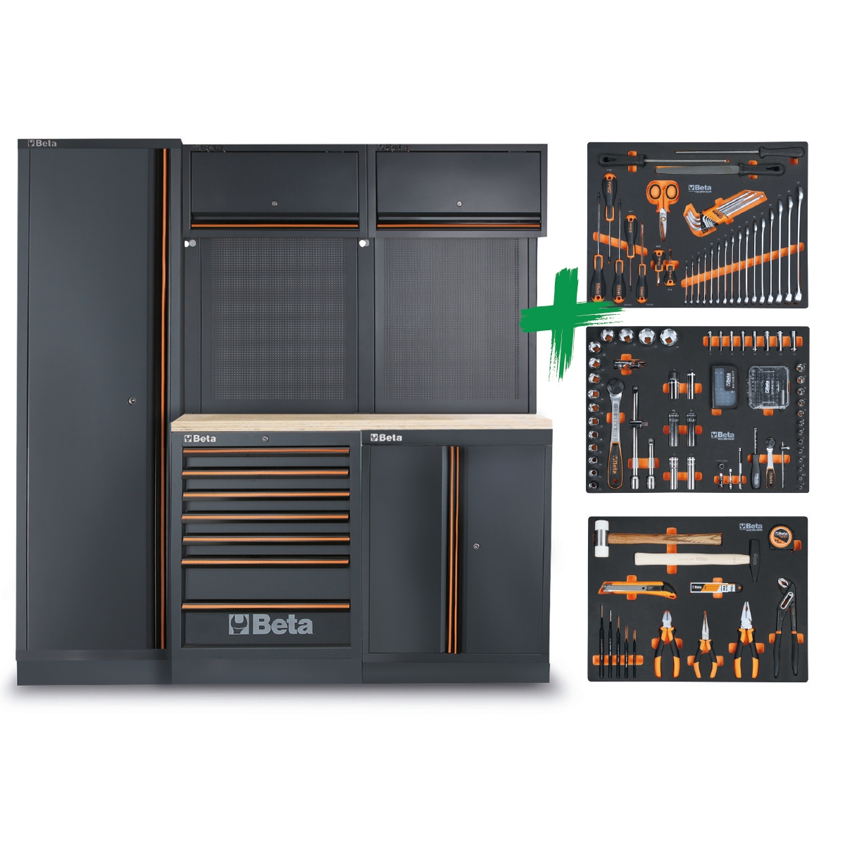 Beta 045009156 C45PRO 2.0 X Werkplaatsinrichting met assortiment Beta Worker universele gereedschappen 196-delig
