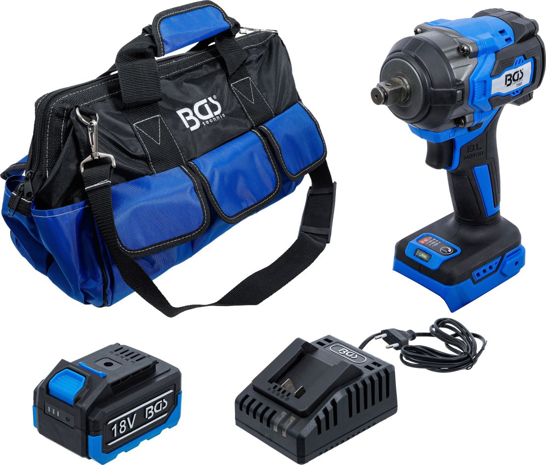 BGS 7390 Accu-Slagmoersleutelset borstelloos 550 Nm 1x 18V 4.0Ah accu en snellader in tas