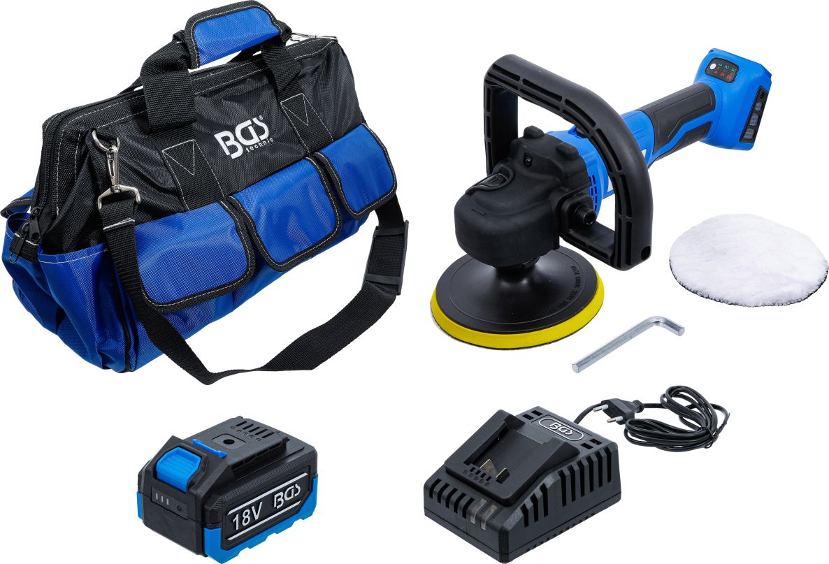 BGS 7395 Accu-Schuur- en polijstmachineset borstelloos 18V 1x 18V 4.0Ah accu en snellader in tas