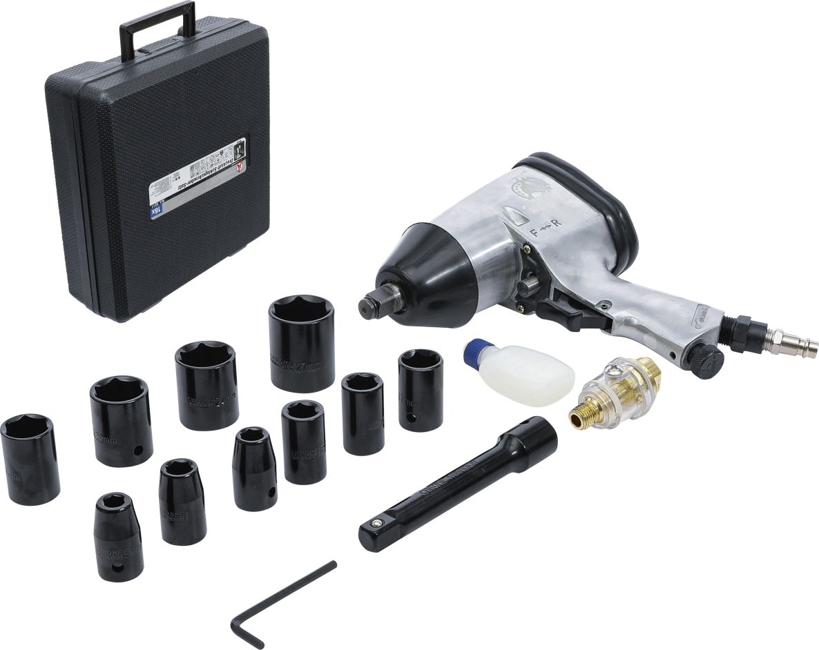 BGS Do It Yourself 3211 Lucht slagmoersleutelset met dopsleutelset 9 - 27 mm 12,5 mm (1/2") 312 Nm 16-delig