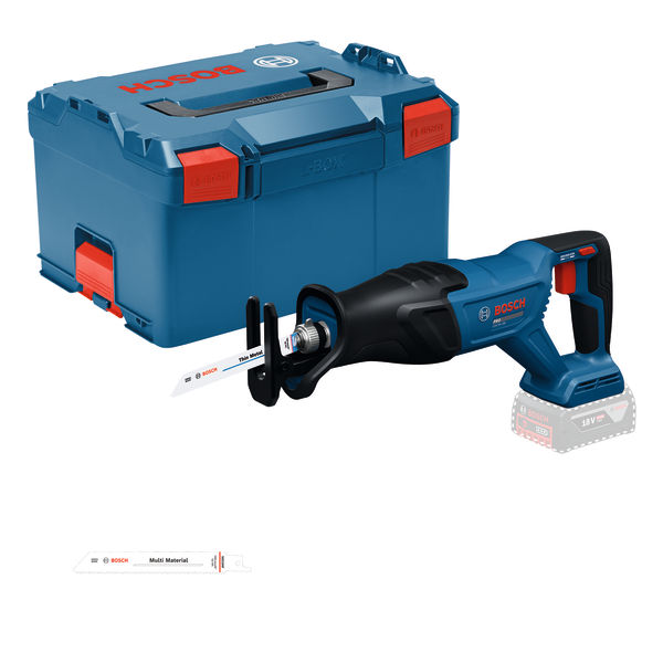 Bosch Blauw 06016D1001 GSA18V-280 Accureciprozaag excl. accu en lader met 2 zaagbladen in L-BOXX