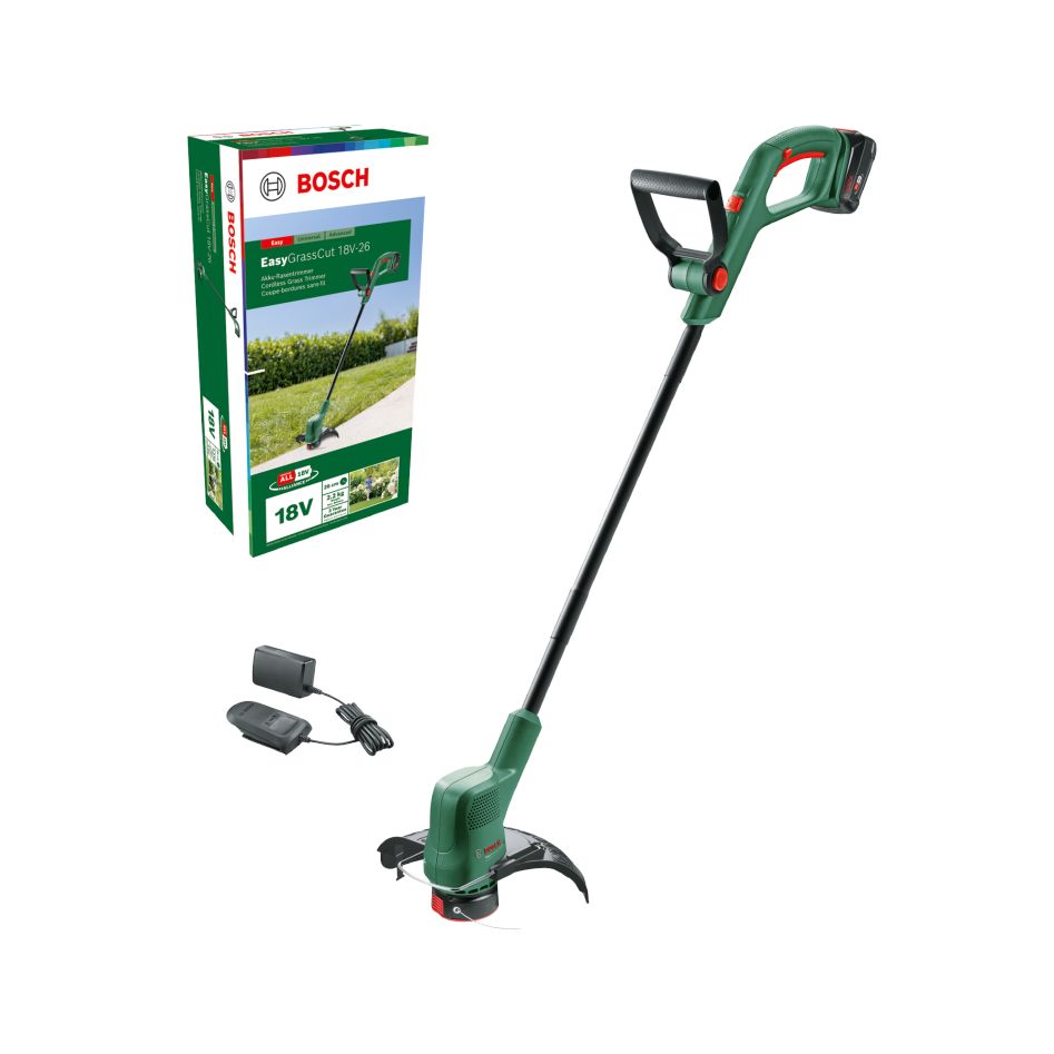 Bosch Groen 06008C1C03 EasyGrassCut 18V-26 Accutrimmer set 1x 18V 2,5 Ah en AL1830CV lader in doos