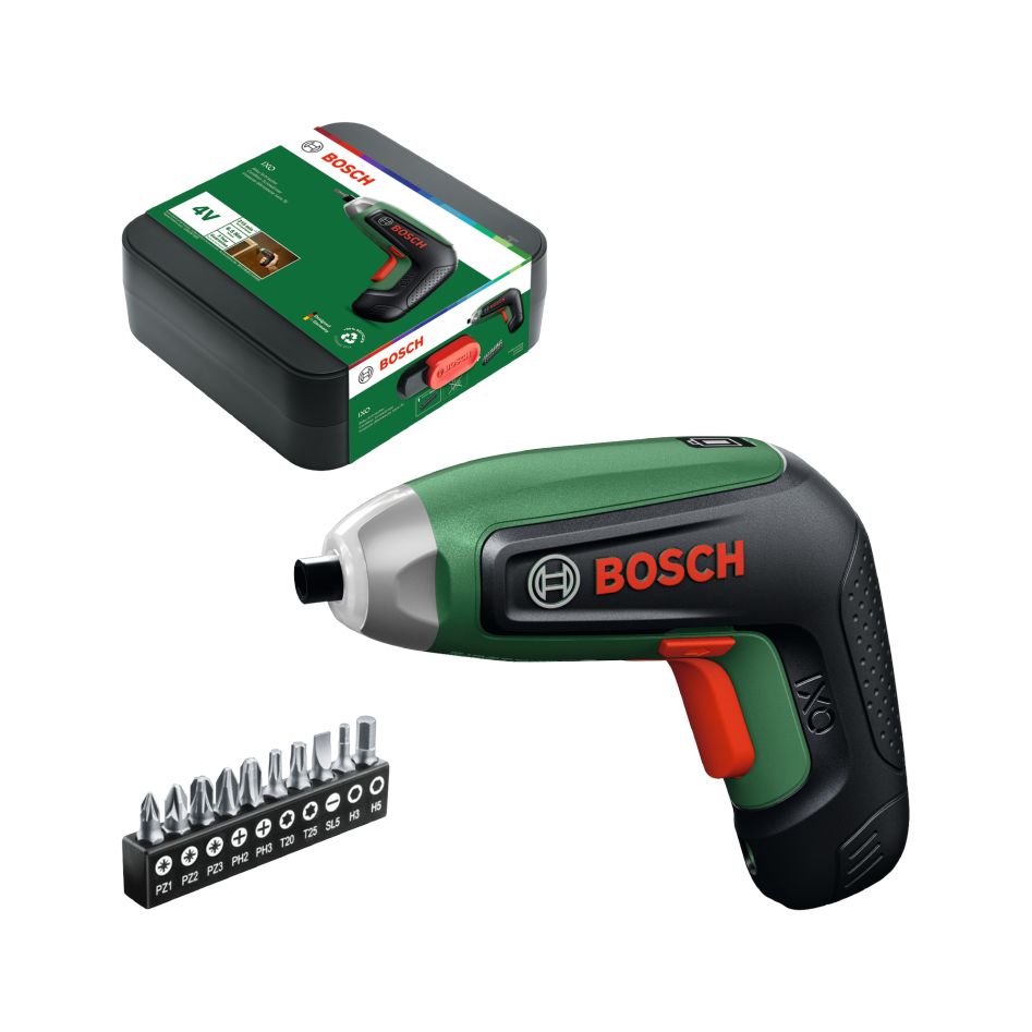 Bosch Groen 06039G4000 IXO 8 4V Accuschroevendraaier 1x 4V accu 2.0Ah accu + bitset 10-delig in opbergbox