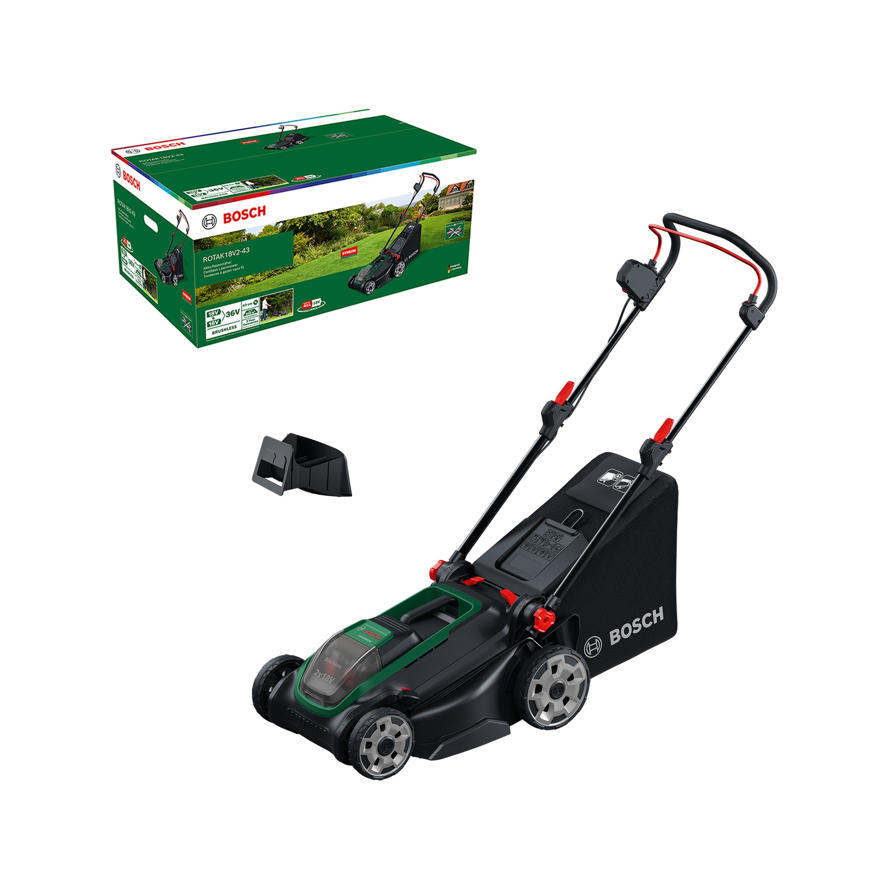 Bosch Groen 06008B9L01 Rotak 18V2-43 Accumaaier excl. accu en lader 1x mulchplug in doos