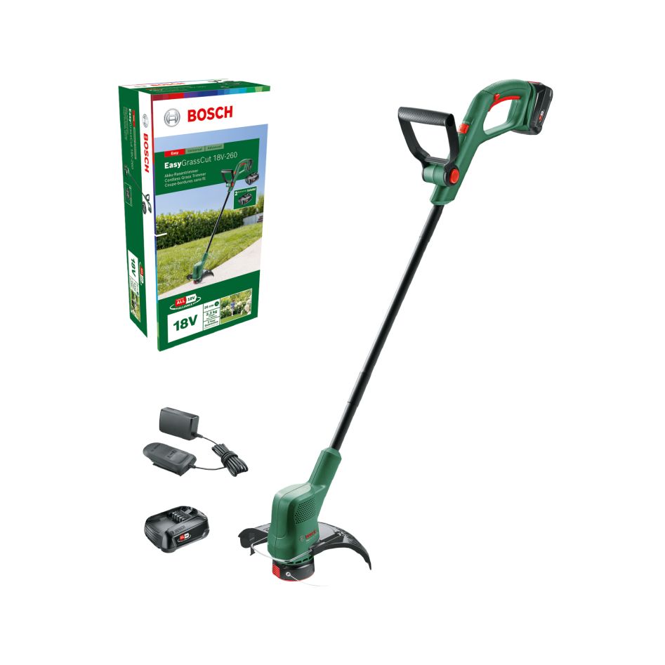 Bosch Groen 06008C1C05 EasyGrassCut 18V-260 Accutrimmer 2x 2,0 Ah en lader AL1810CV