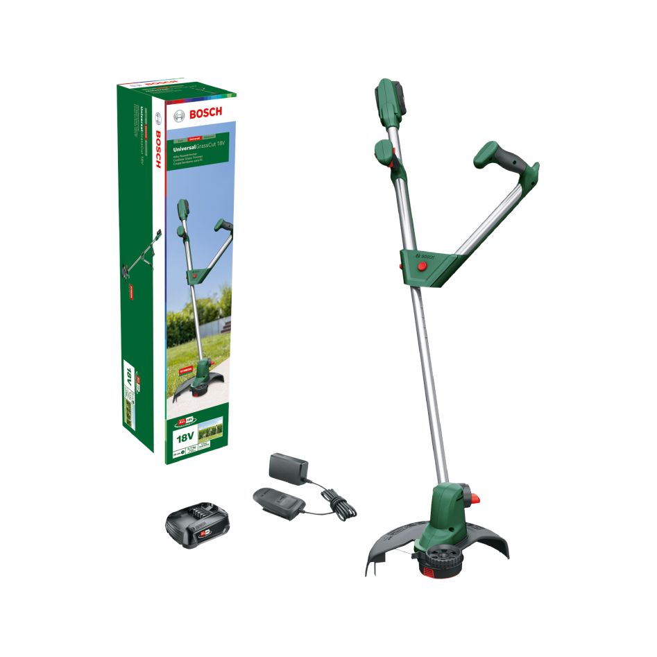 Bosch Groen 06008C1D05 UniversalGrassCut 18-260 Accutrimmer 2x 2,0 Ah en lader AL1810CV in doos