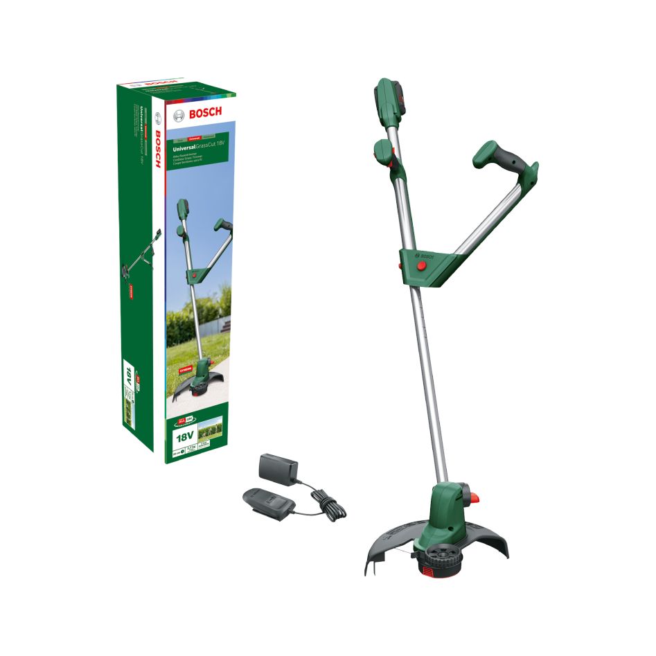 Bosch Groen 06008C1E03 UniversalGrassCut 18V-26 Accutrimmer 1x 2,5 Ah en lader AL1830CV in doos
