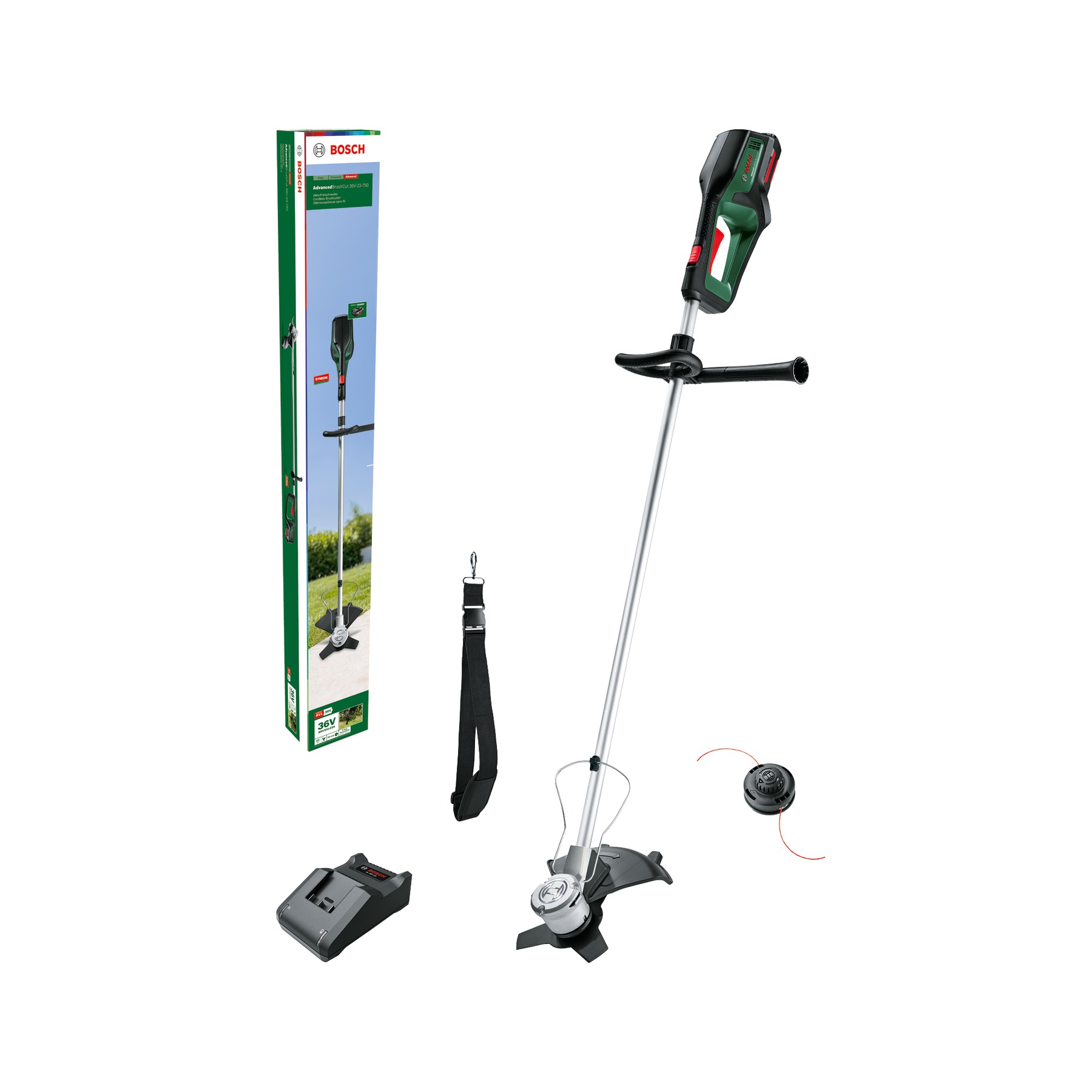 Bosch Groen 06008C1K03 AdvancedBrushCut 36V-23-750 Accubosmaaier set 1x 2,0 Ah en lader AL 36V-20 in doos