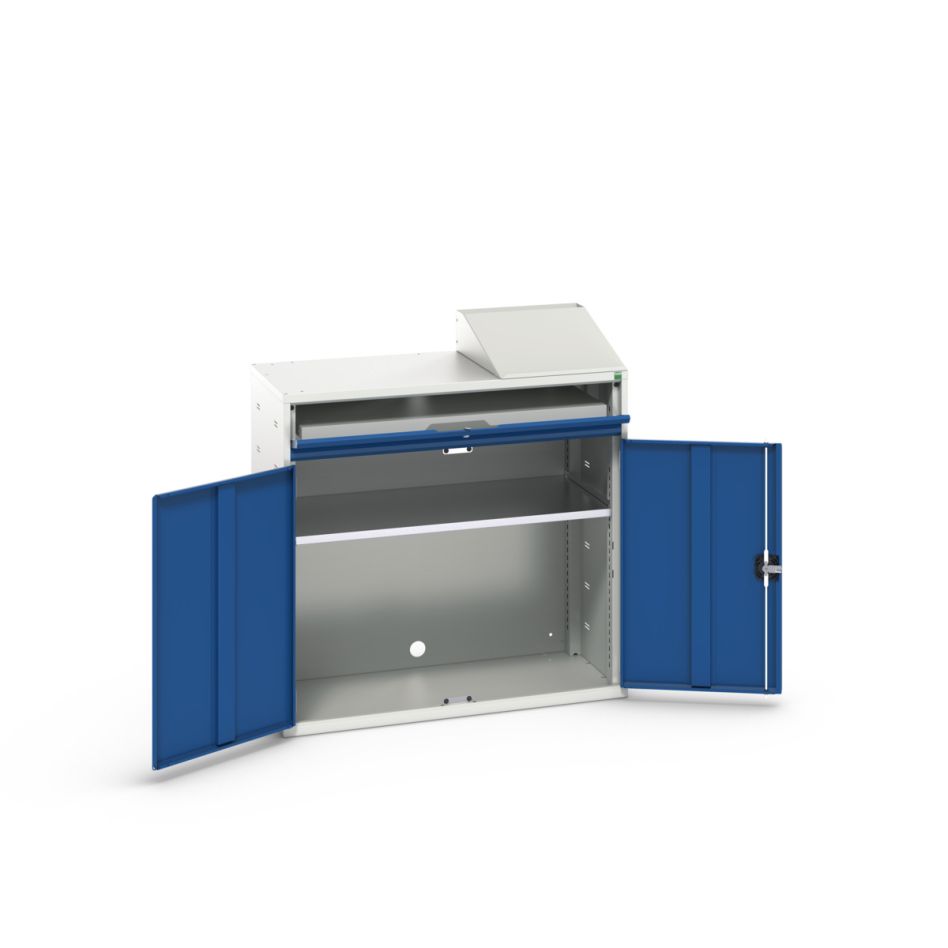 Bott 16928021.11 Verso computerkast 1050x550x1130mm 1 legbord 1 schuiflade 2 deuren RAL 5010