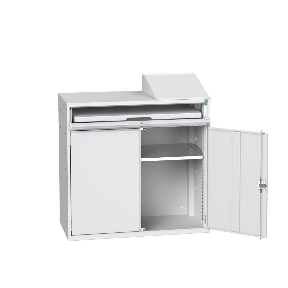 Bott 16928021.16 Verso computerkast 1050x550x1130mm 1 legbord 1 schuiflade 2 deuren RAL 7035