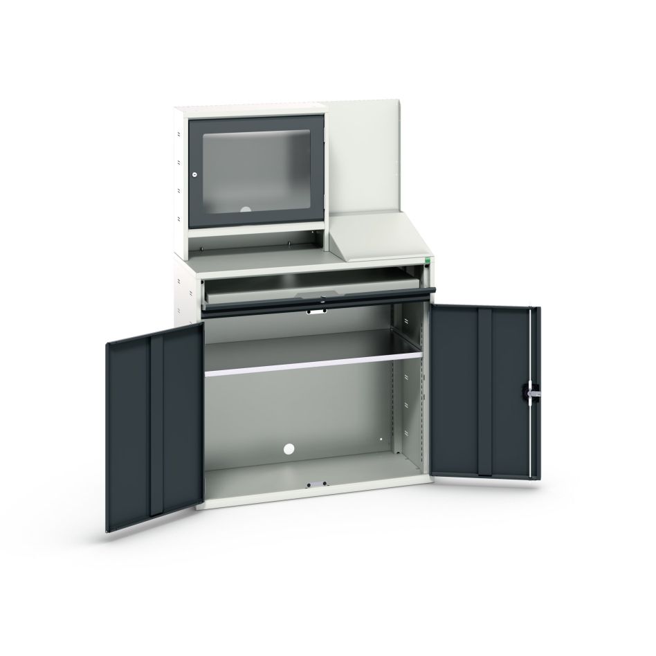 Bott 16928022.19 Verso computerkast 1050x550x1650mm 1 legbord 1 schuiflade 2 deuren RAL 7016