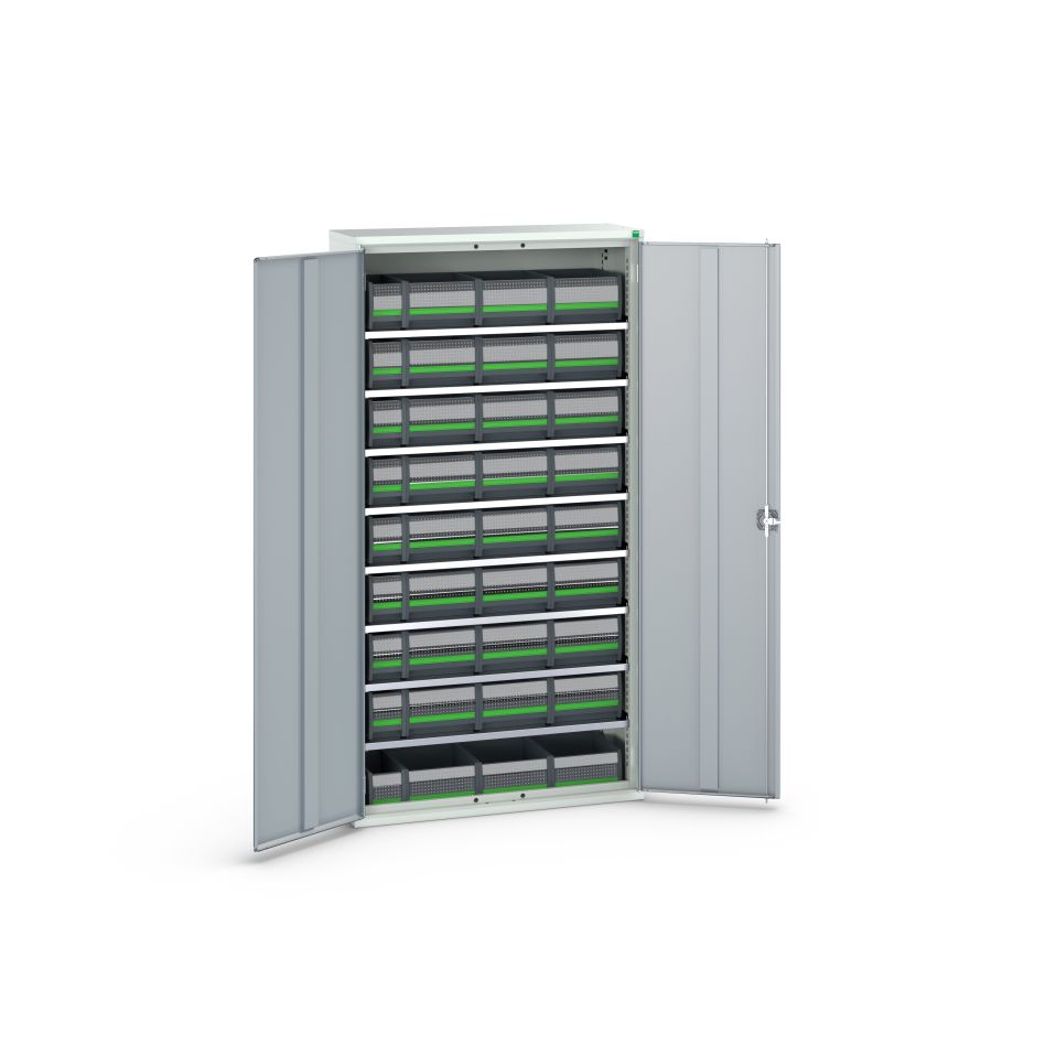 Bott 16926505.16 Verso magazijnkast 8 legborden en 36 bottBoxen RAL 7035