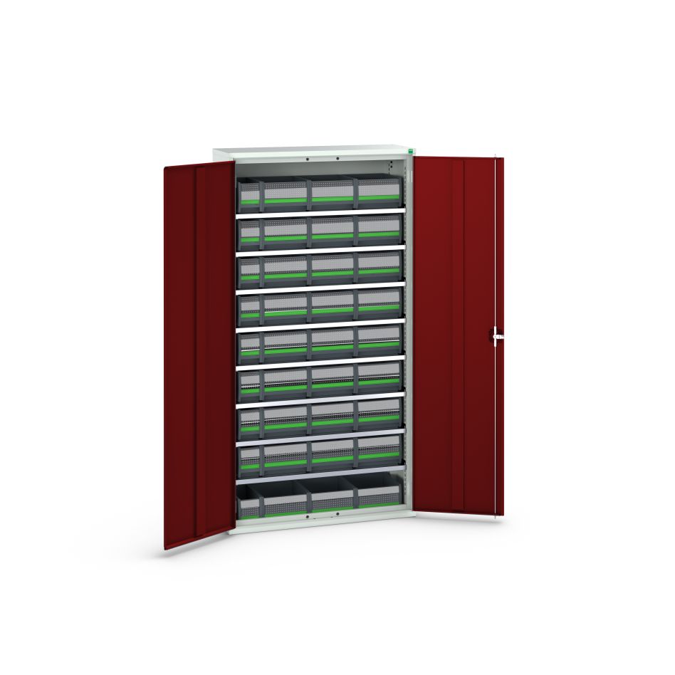 Bott 16926505.24 Verso magazijnkast 8 legborden en 36 bottBoxen RAL 3004