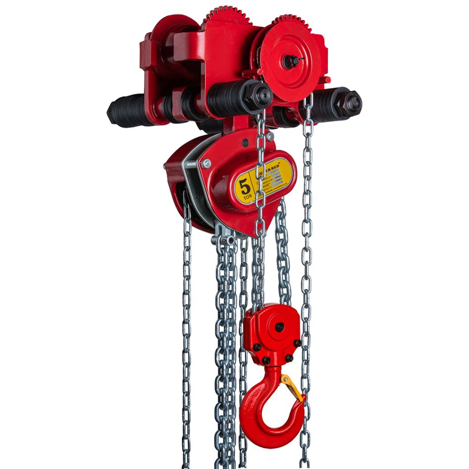 DELTA RED DR.0.09105010 Handkettingtakel met overlastbeveiliging i.c.m. kettingloopkat  5 ton met 10 meter hijshoogte 