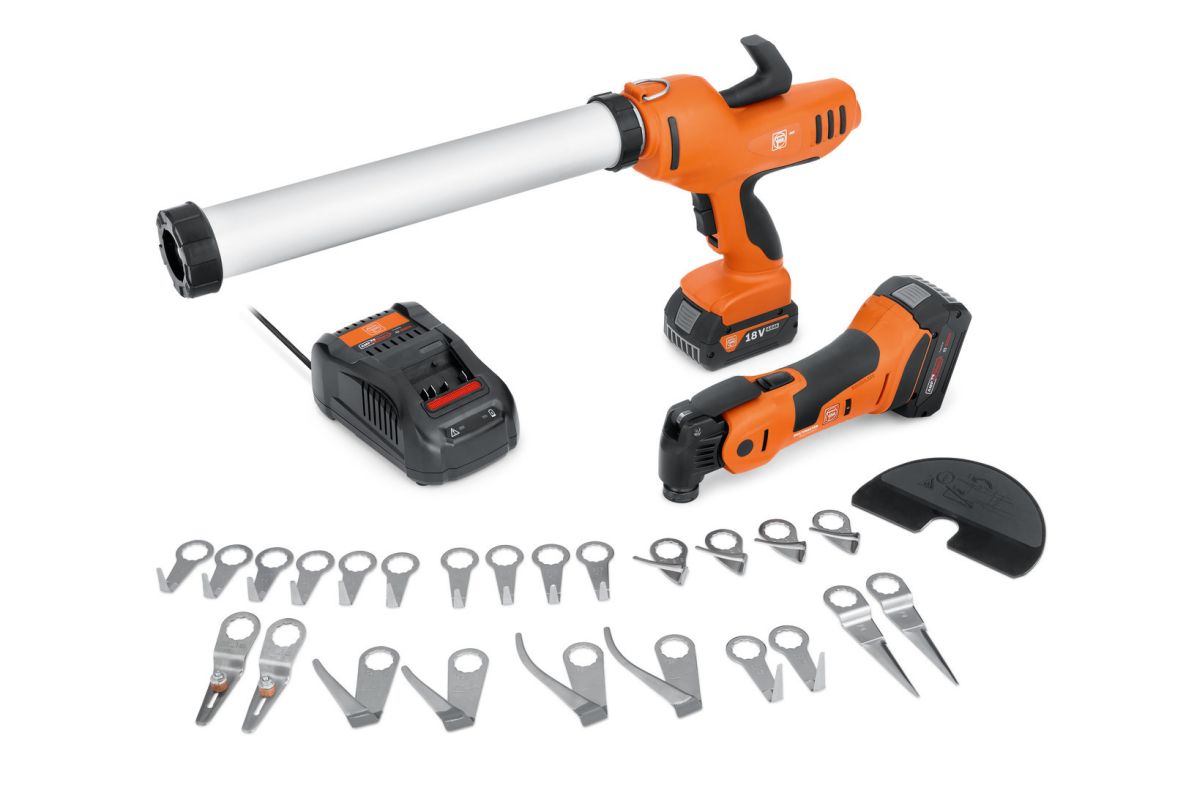 Fein 71902560000 Combideal Autoglas set 2 machines AKP 18-600 AS + AMM 700 1.7 Q AS 2x 18V 4.0Ah accu's en lader