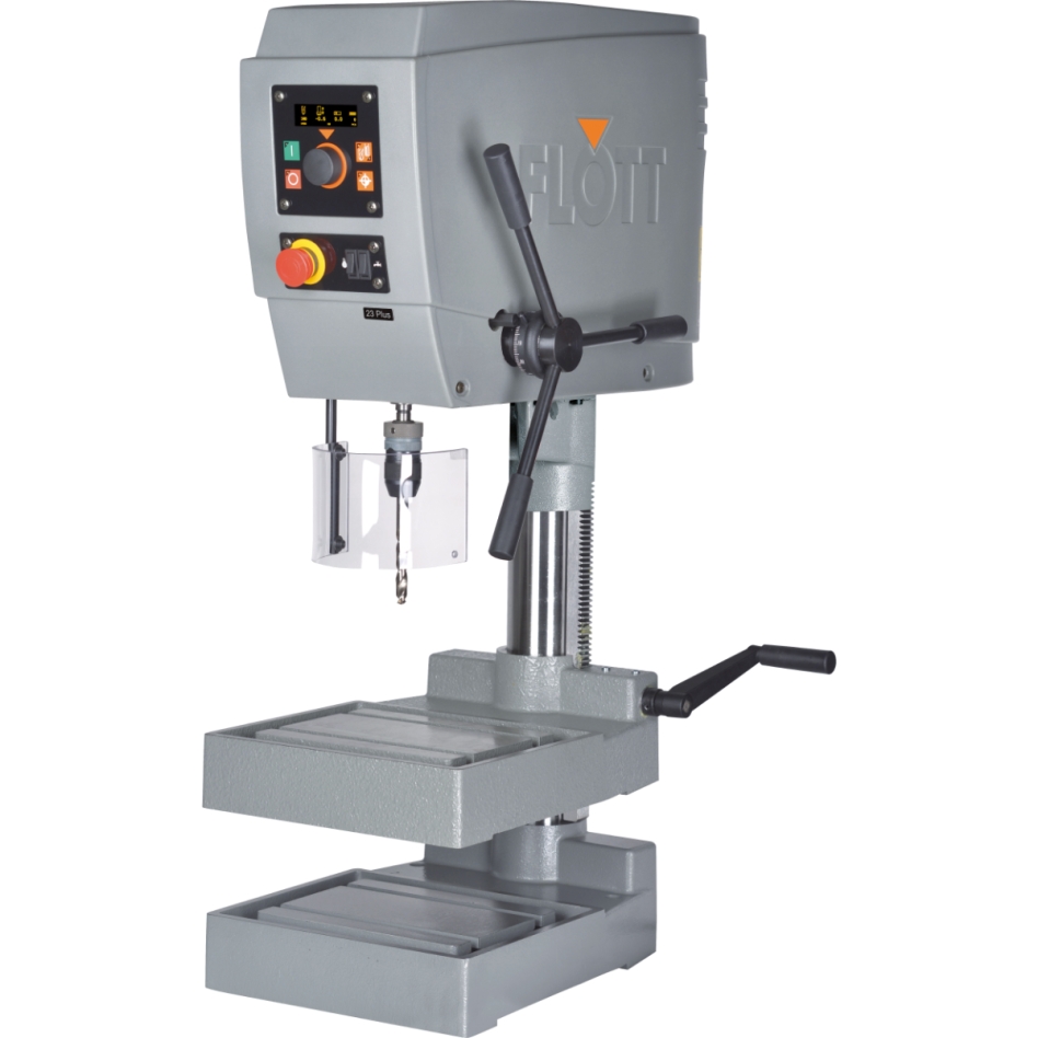 Flott 223026 TB 23 Plus R2 MK II - tafelboormachine met draadsnijinrichting, tussentafel, LED-verlichting en digitaal OLED-display