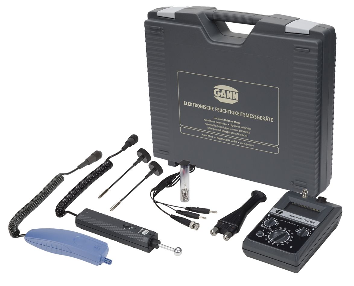 GANN 30002678 HYDROMETTE RTU 600 Combinatiemeetapparaat SET 8 – SET 3 + B 60 actieve elektrode + M 25-100 borstelelektrode paar in draagkoffer BK 14-II