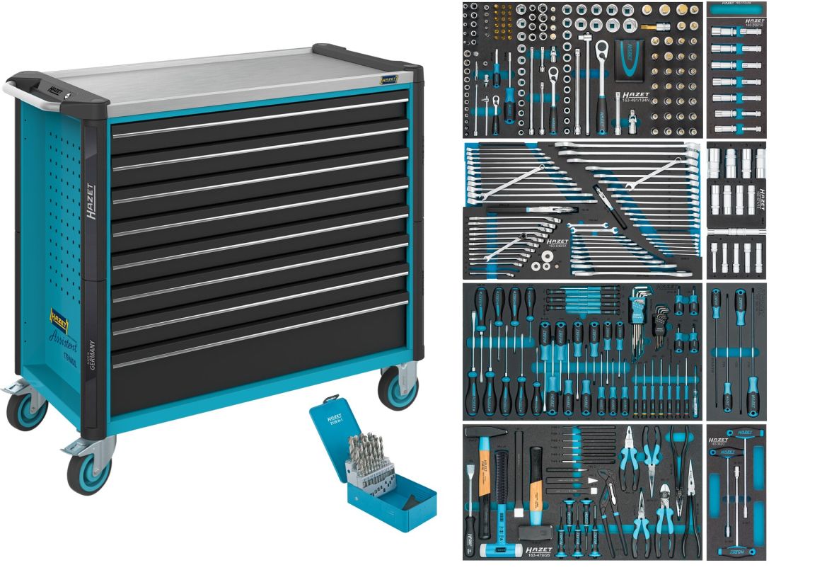 Hazet 179NXXL-8/399 Gereedschapwagen Assistent 179NXXL + assortiment 399-delig 8 lades (7x ondiep, 1x diep)