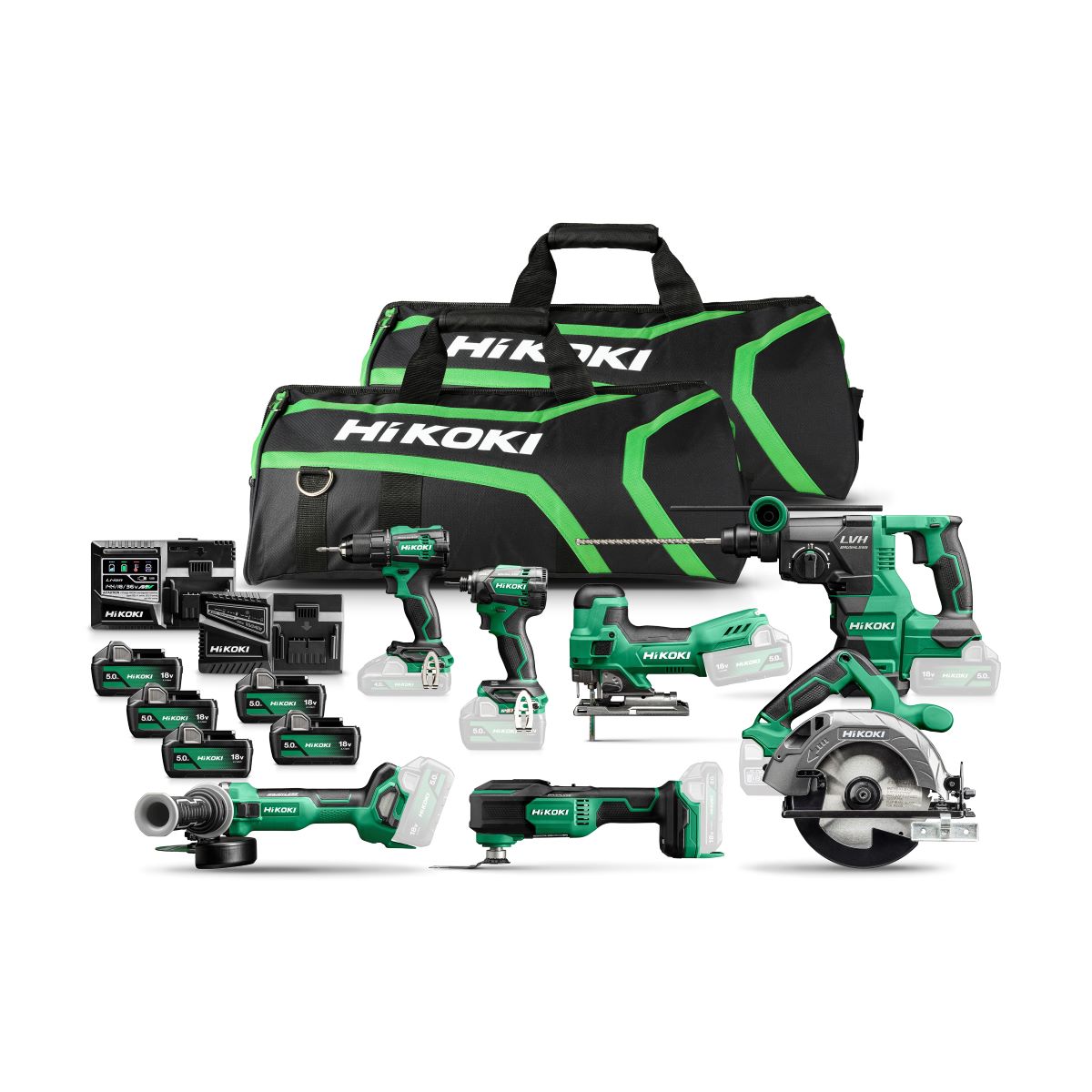 HiKOKI KC18H7A-505 Voordeel Pack KC18H7A-505 18V 5 x accu 5.0Ah in tas