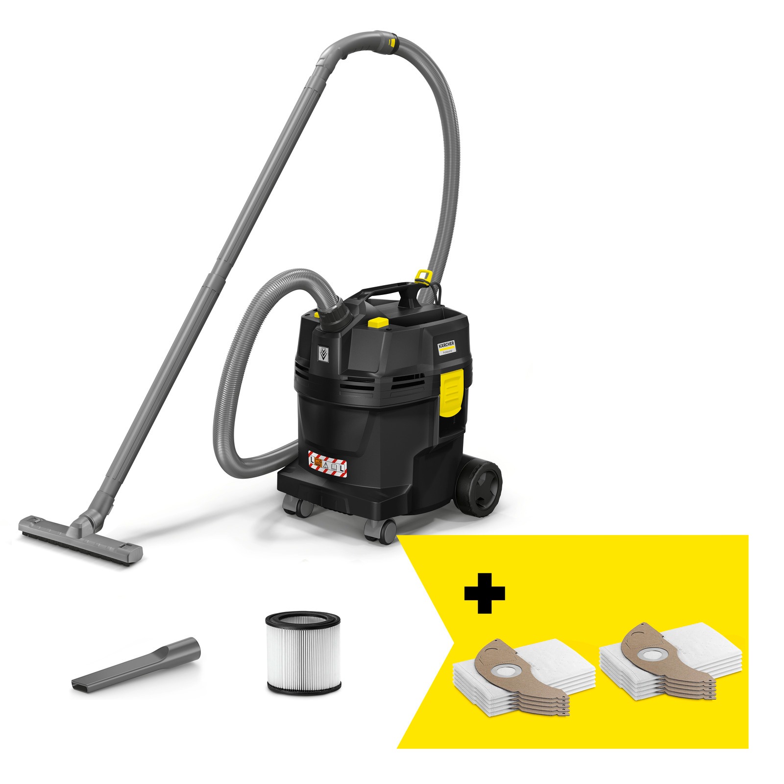 Kärcher Professional 1.378-627.0 NT 22/1 Ap L Go!Further EU Zwarte nat/droog stofzuiger 230V 22L 72l/s 24.9kPa incl. 10 filterzakken en accessoires