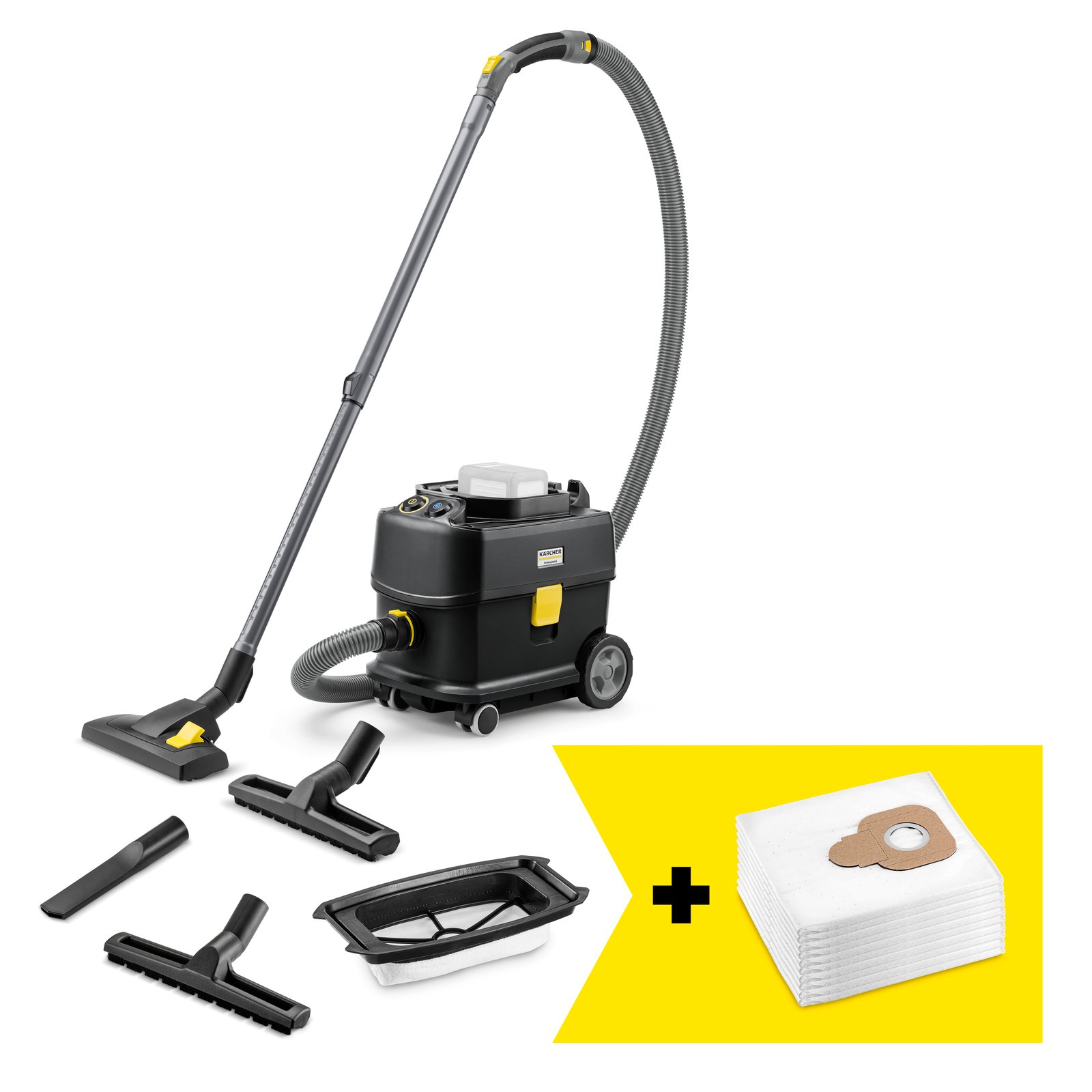 Kärcher Professional 1.527-357.0 T 10/1 Bp Adv HEPA Go!Further Zwarte accu-stofzuiger 36V 10L 40l/s excl. accu's en lader