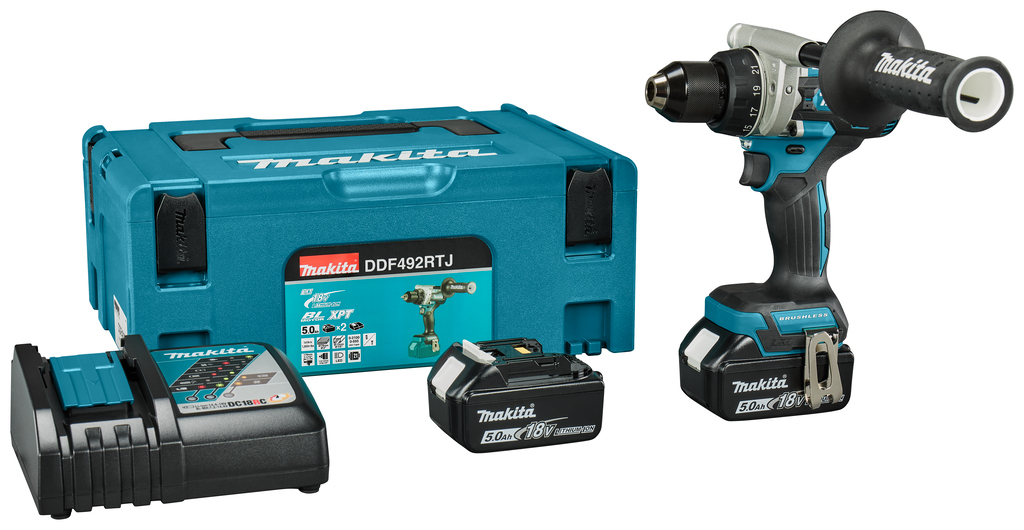 Makita DDF492RTJ LXT 18V Boor-/schroefmachine 2x 5,0 Ah en snellader in Mbox