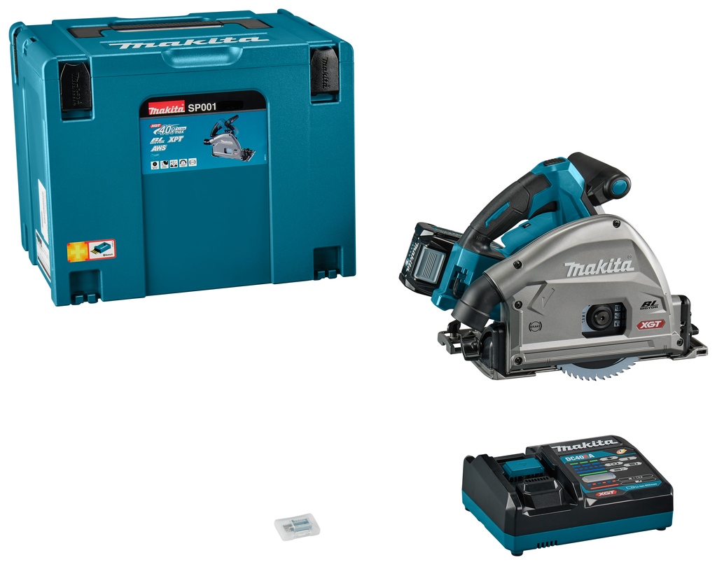 Makita SP001GU101 XGT 40V Max Accu-Invalcirkelzaag 165 mm met AWS zender 1x 4,0Ah accu en snellader in koffer