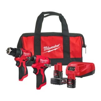 Milwaukee 4933500425 M12 BLPP2B Powerpack 2 machines 1x 2,0Ah, 1x 4,0Ah accu en lader in Contractor bag