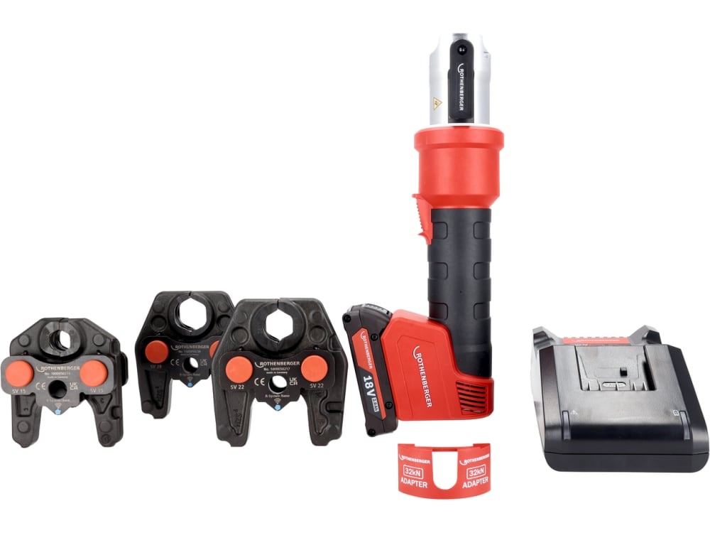 Rothenberger 1000005494 ROMAX NANO iJAWs Set Hybride accu persmachine 18V incl. persbekken SV15-22-28, 1x 2.0Ah en lader in koffer