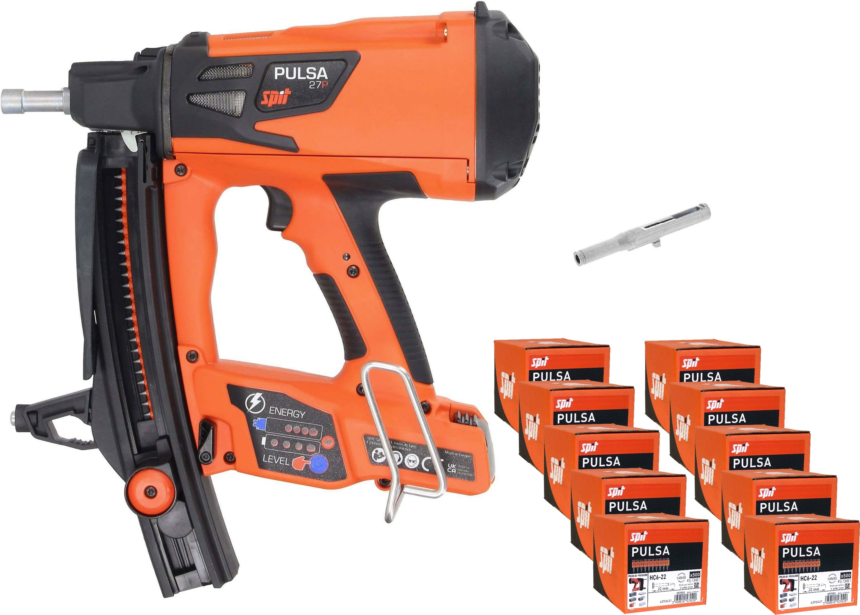 Spit 695980 Pulsa 27P Gastacker voor afbouw en aannemer 15-27 mm + Dealer garantie! + 15000 nagels HC6/22 + Nagelgeleider